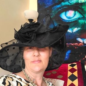 Sheer polkadot fancy cute church hats os